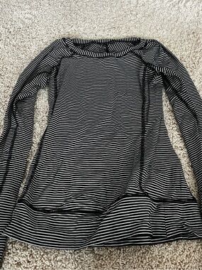 lululemon athletica Black and White Striped Long-Sleeve Tee